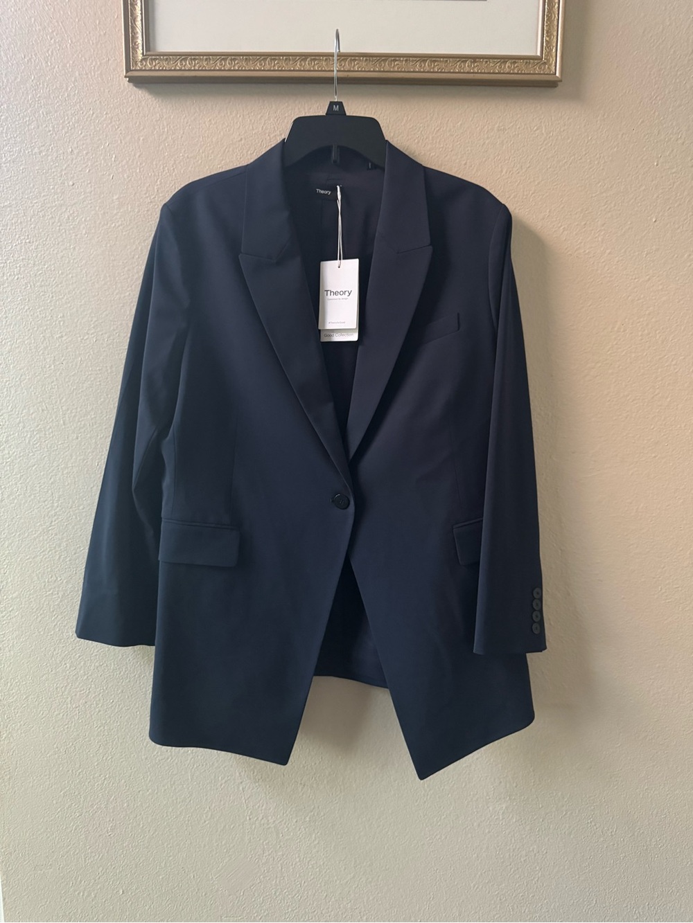 Theory navy blue wool blazer jacket size 16